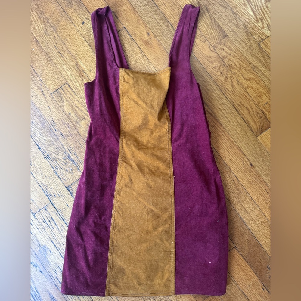 BDG Burgundy and Mustard Mini Dress
